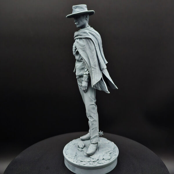 Unpainted 1/10 scale resin 3D printed Blondie “The Good” full figure by Kuton Sculpts on a dark background