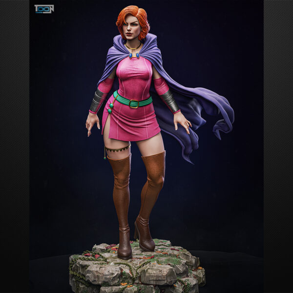 1/6 scale Sheila (Dungeons & Dragons) resin figure by Toon Studios on rocky base with flowing cape