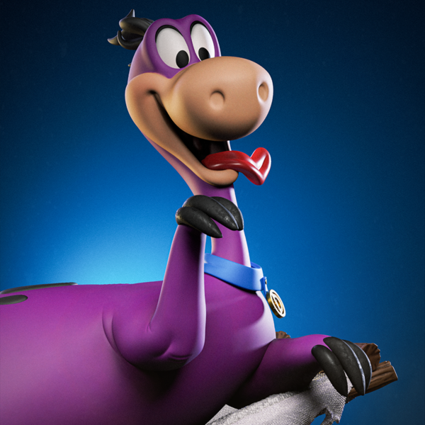 Flintstones 1/6 scale resin vignette by Toon Studios with Fred and Barney in the car and Dino on top (size comparison image)