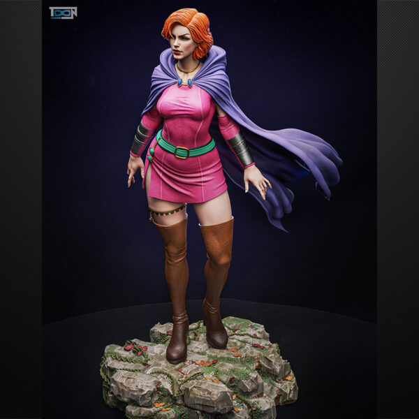 1/6 scale Sheila (Dungeons & Dragons) resin figure by Toon Studios on rocky base with flowing cape
